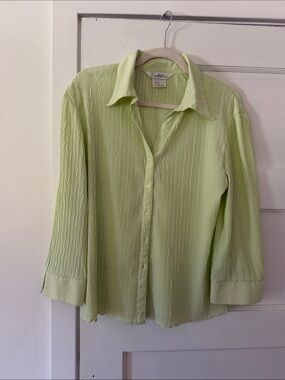Light Green Textured Button-Front Women’s Blouse